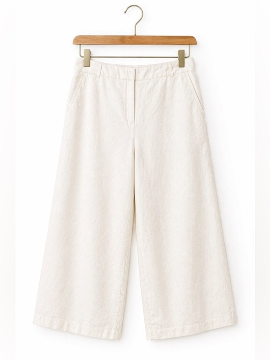 Worthington Pants - Womens Linen Wide Leg Pants XL White Minimalist Cropped Breathable Coastal